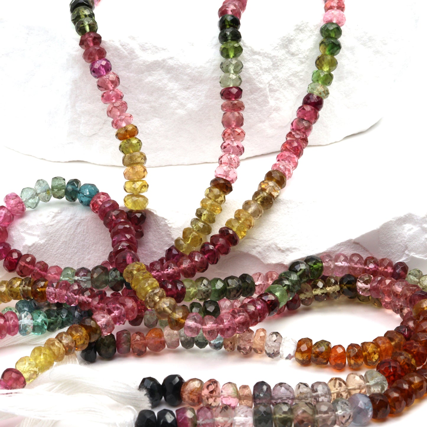 Watermelon Tourmaline 4.5mm Faceted Rondelles Bead Strand