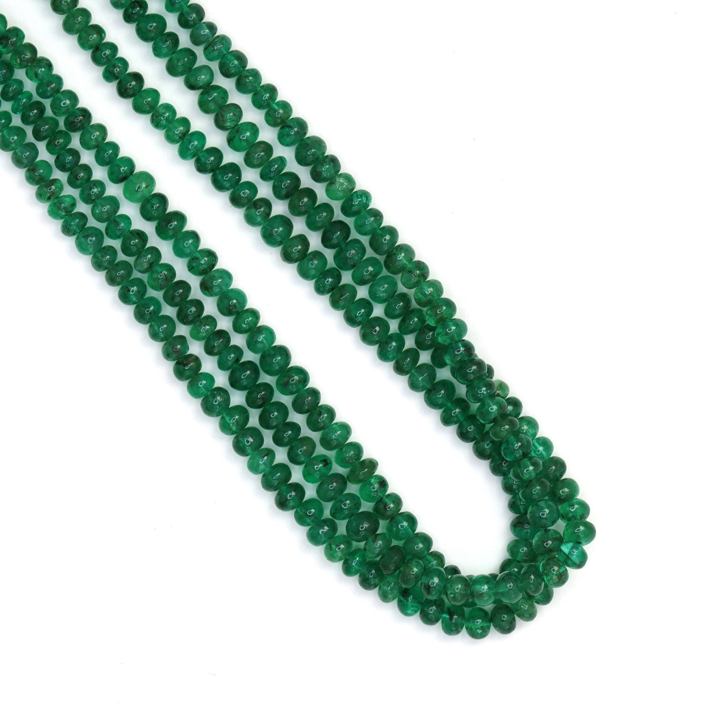Green Emerald 3mm - 3.5mm Smooth Rondelles Bead Strand