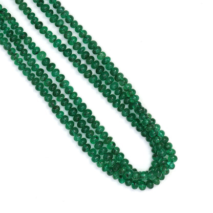 Green Emerald 3mm - 3.5mm Smooth Rondelles Bead Strand