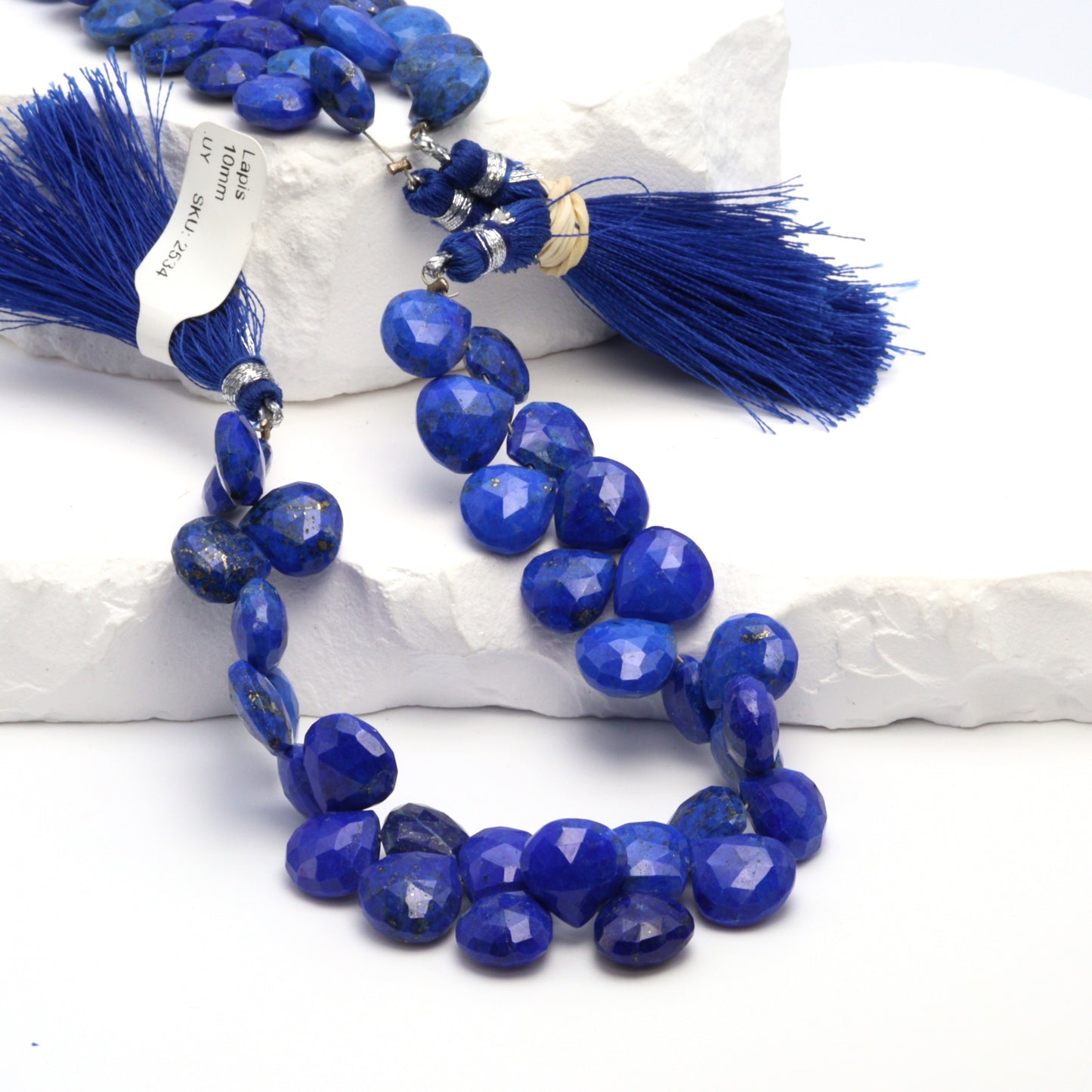 Royal Blue Lapis Lazuli 10mm Faceted Heart Shaped Briolettes