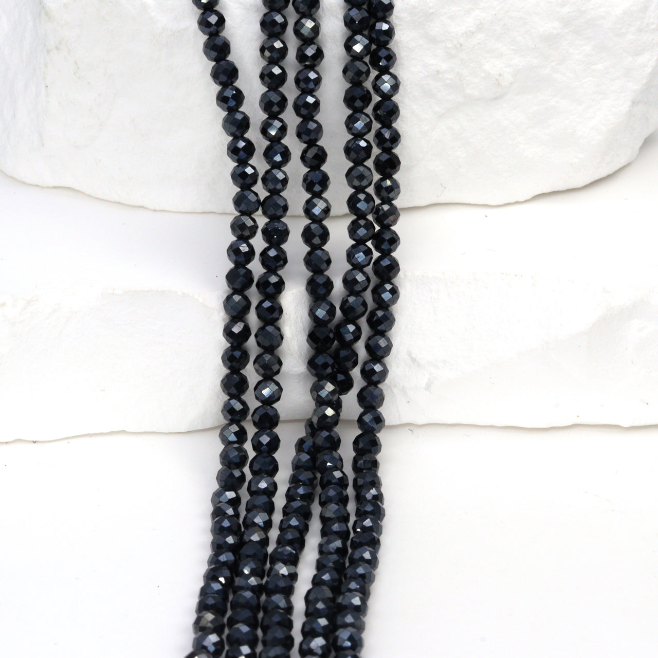 Coated Black Spinel 3mm Faceted Rounds Bead Strand