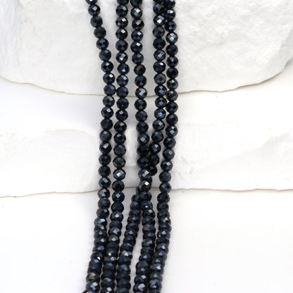 Coated Black Spinel 3mm Faceted Rounds Bead Strand
