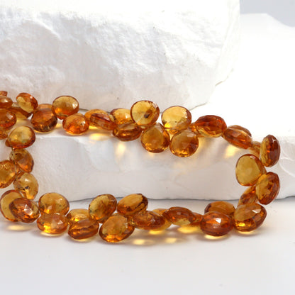 Orange Madeira Citrine 8mm Faceted Heart Shaped Briolettes