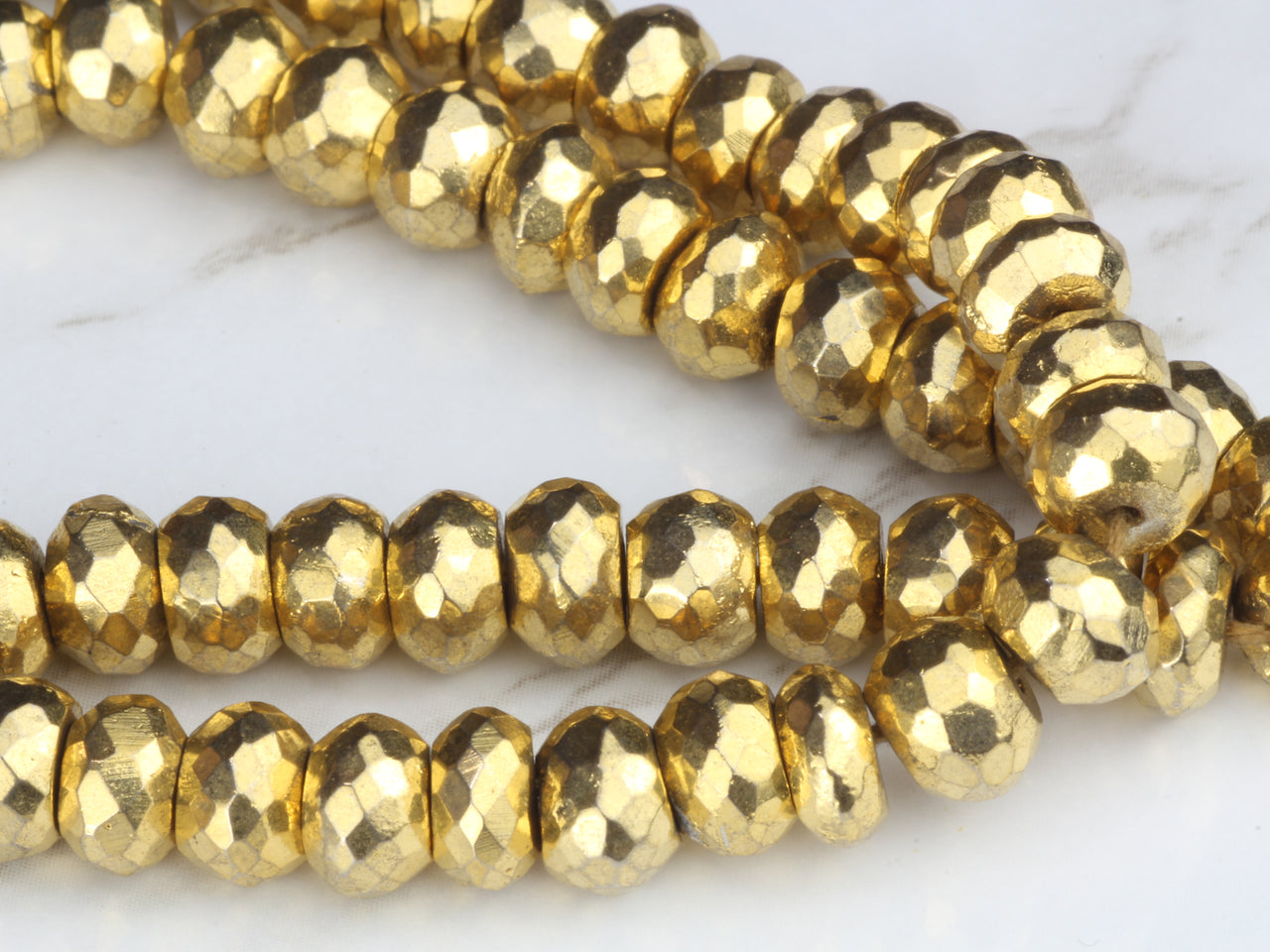 Gold Plated Pyrite 6mm Faceted Rondelles