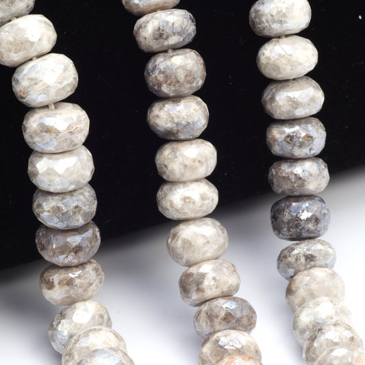 Coated Gray Agate 9mm Faceted Rondelles