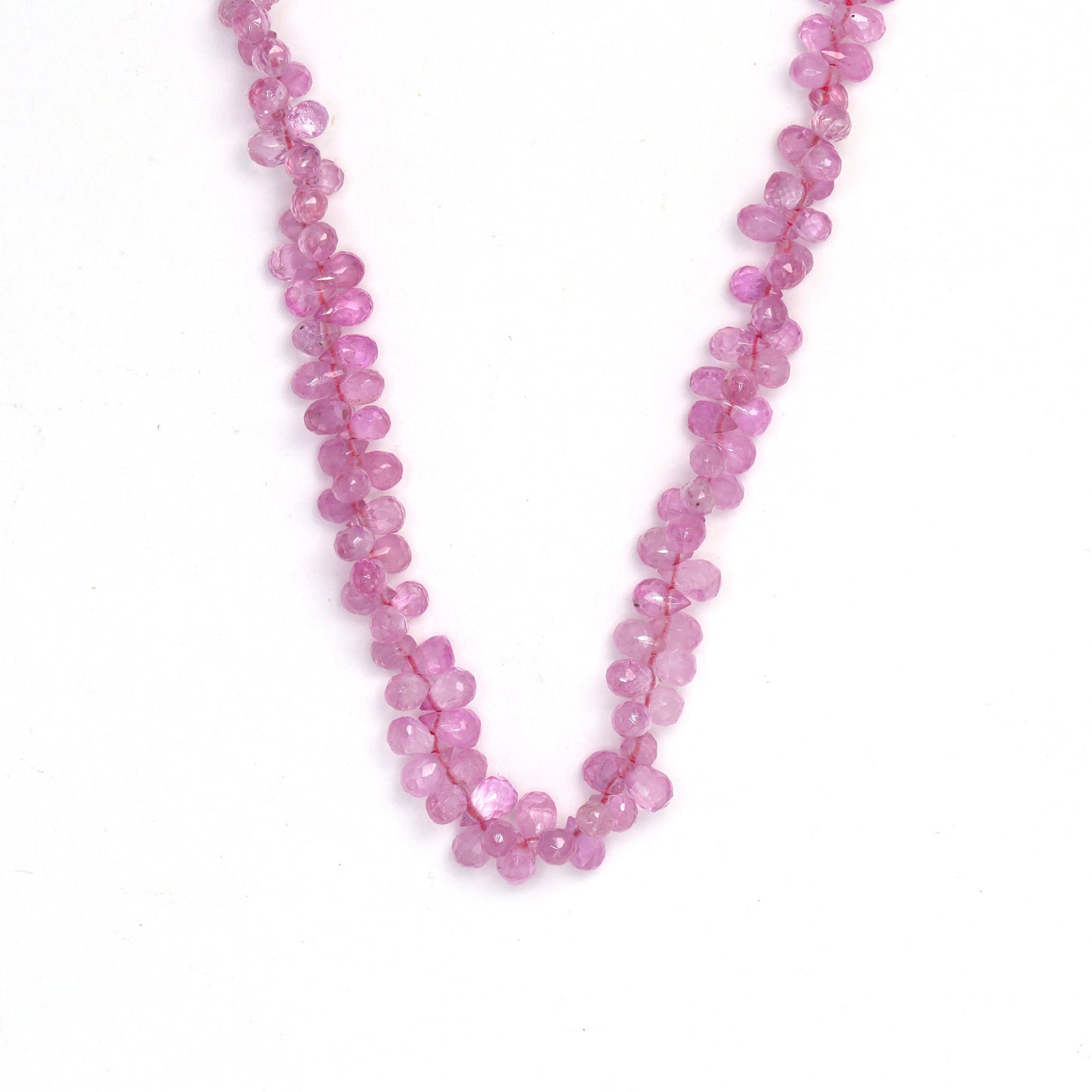 Light Pink Sapphire 4x2mm - 5x3mm Faceted Teardrop Briolettes Bead Strand