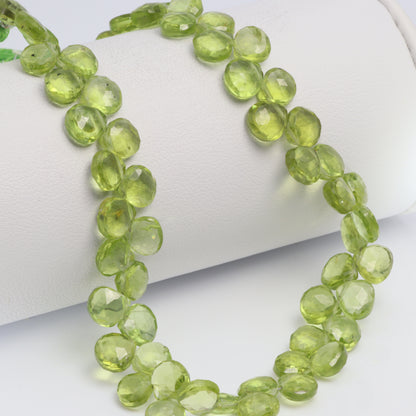 Green Peridot 6mm Faceted Heart Shaped Briolettes
