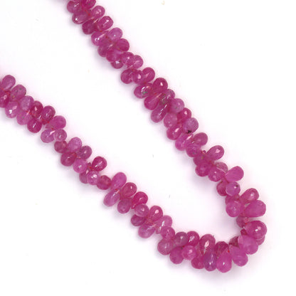 Pink Sapphire 5x3mm - 6x4mm Faceted Teardrop Briolettes Bead Strand