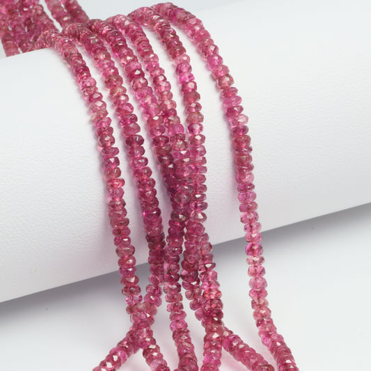 Pink Tourmaline 3mm Faceted Rondelles