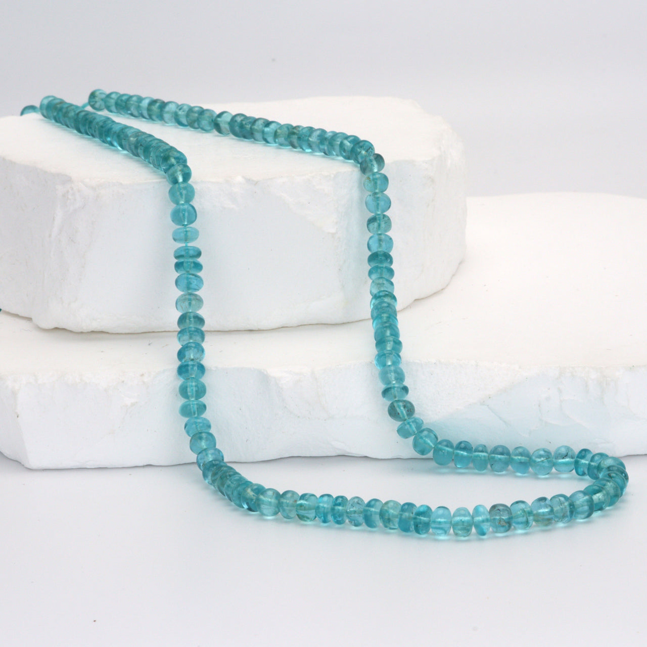 Sea Blue Apatite 5mm Smooth Rondelles Bead Strand