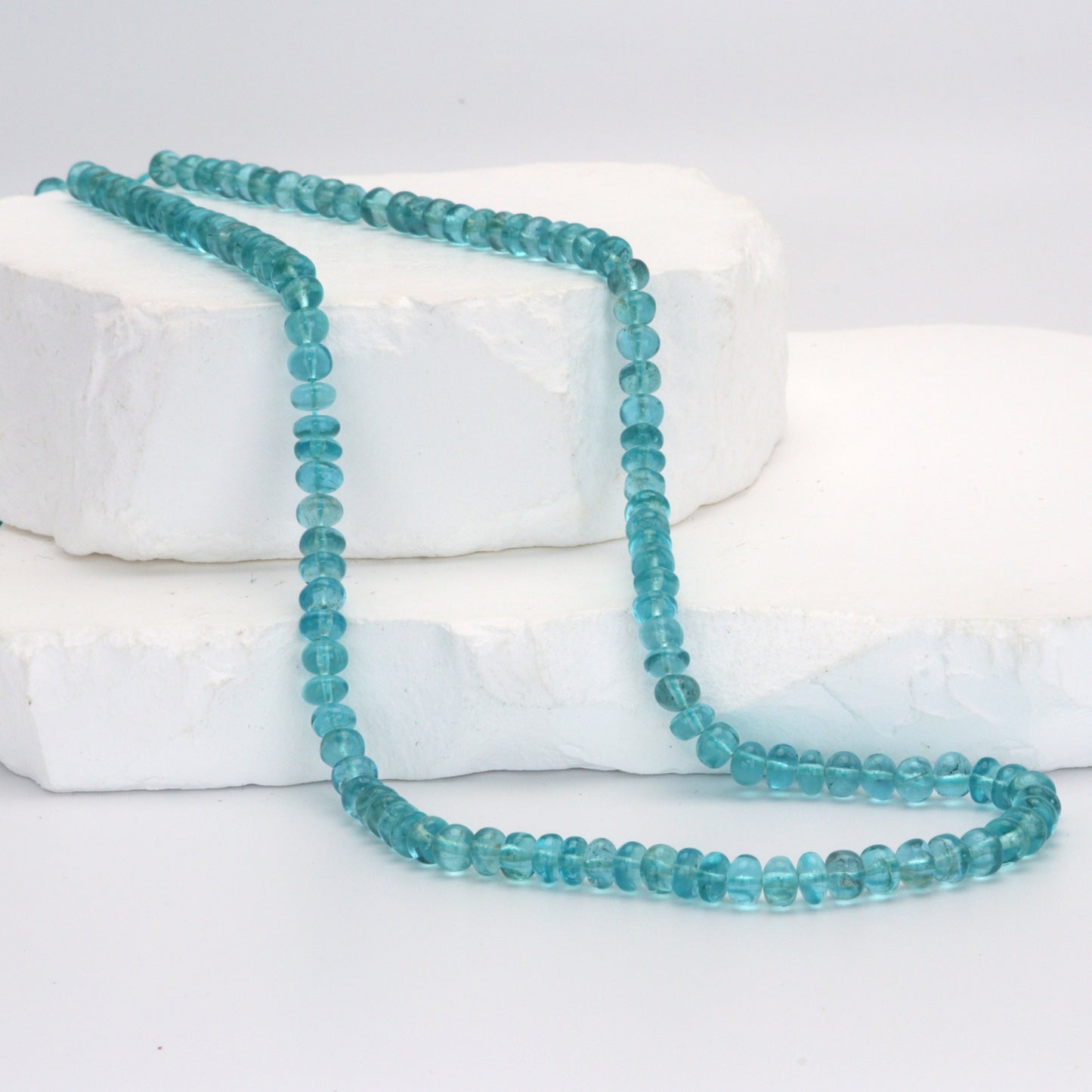Sea Blue Apatite 5mm Smooth Rondelles Bead Strand