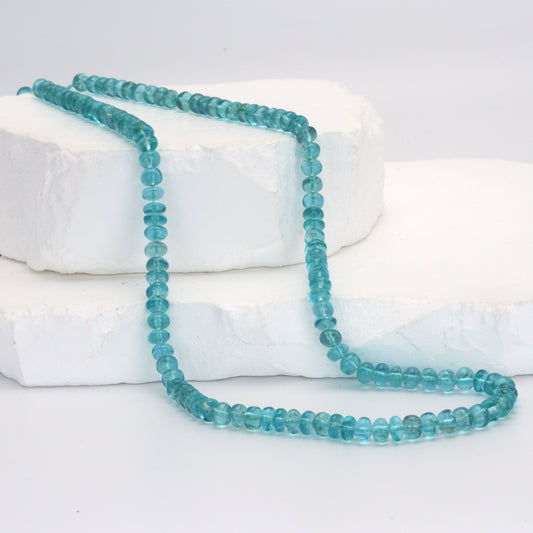 Sea Blue Apatite 5mm Smooth Rondelles Bead Strand