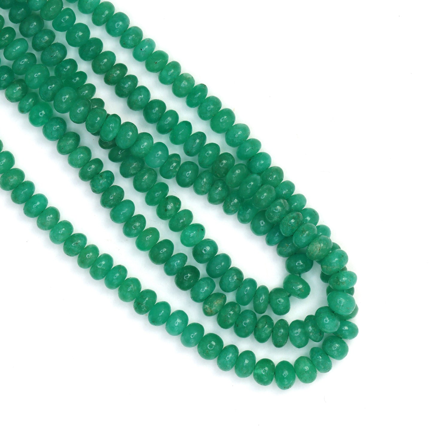 Green Emerald 3.5mm - 4.5mm Smooth Rondelles Bead Strand