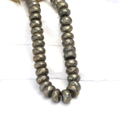 Natural Bronze Pyrite 12mm Faceted Rondelles