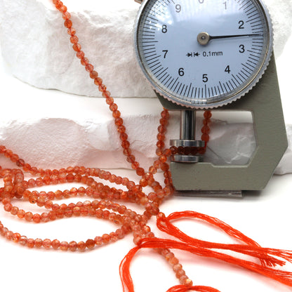 Orange Sunstone 2.5mm Faceted Rounds
