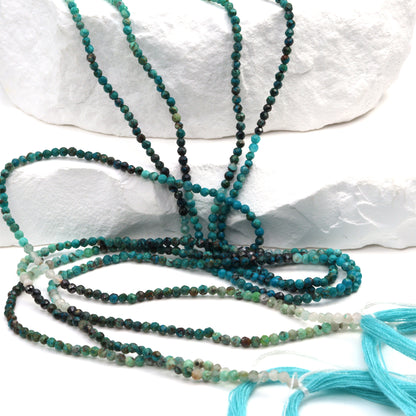 Ombre Chrysocolla 2mm Faceted Rounds Bead Strand