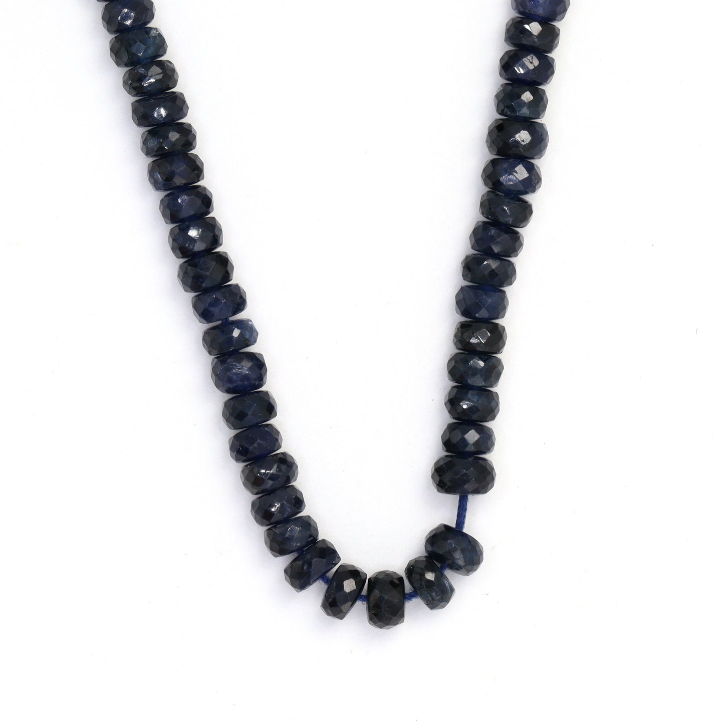 Deep Navy Blue Sapphire 4.5mm - 5mm Faceted Rondelles Bead Strand