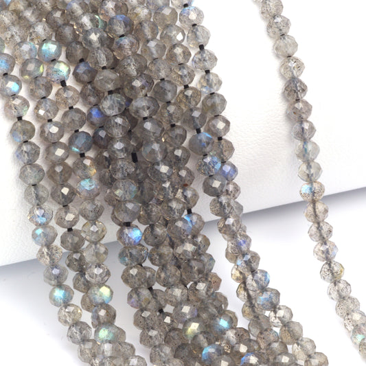 Blue Labradorite 4mm Faceted Rondelles Bead Strand