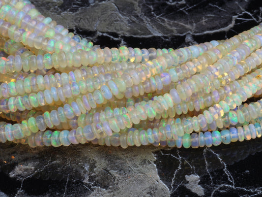 Yellow Ethiopian Opal 3mm Smooth Rondelles