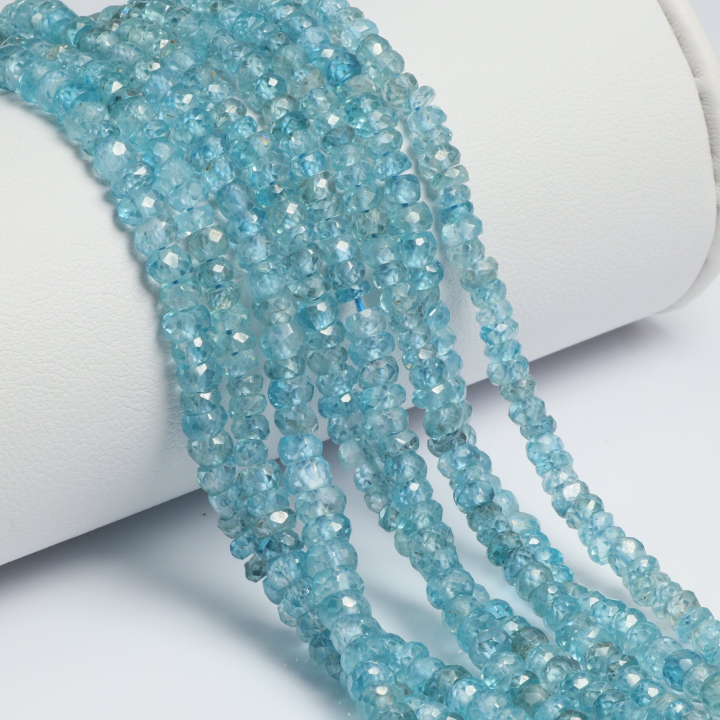 Blue Zircon 3mm Faceted Rondelles