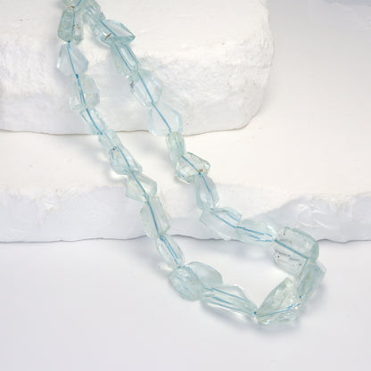 Blue Aquamarine 6x8mm Faceted Nuggets
