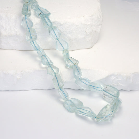 Blue Aquamarine 6x8mm Faceted Nuggets