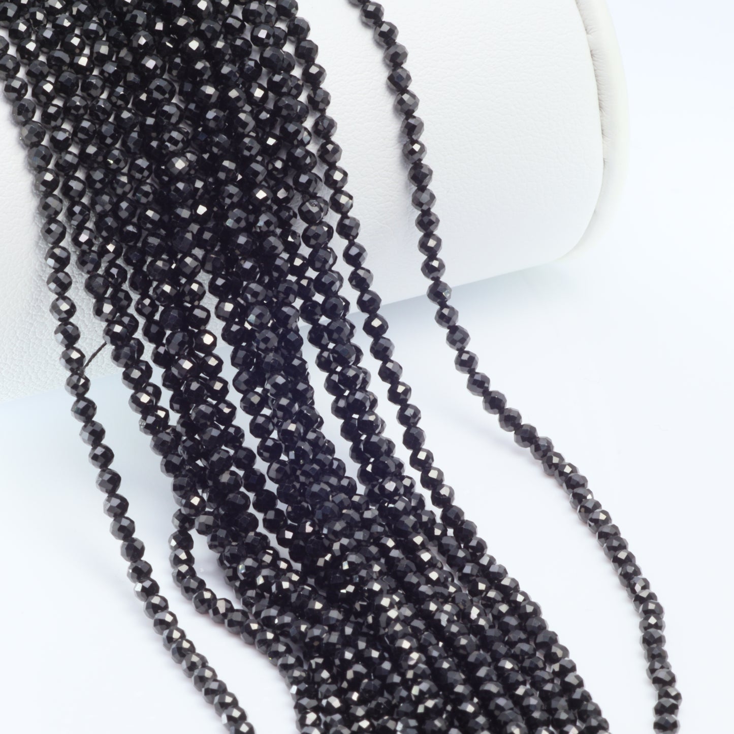 Black Spinel 2.5mm Faceted Rounds Bead Strand