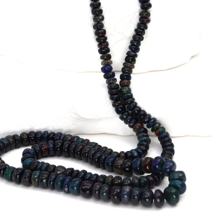 Black Ethiopian Opal 4mm Smooth Rondelles Bead Strand