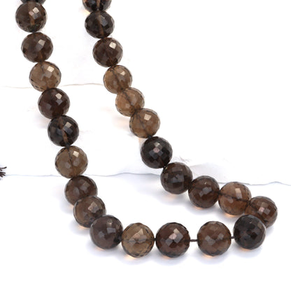Brown Smoky Quartz 10mm Faceted Rounds Bead Strand
