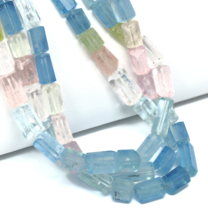 AAA Ombre Blue Aquamarine 9x5mm Hexagons Bead Strand