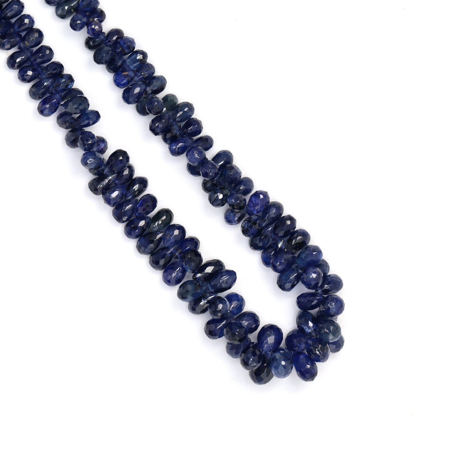 Navy Blue Sapphire 5x3mm - 6x4mm Faceted Teardrop Briolettes Bead Strand