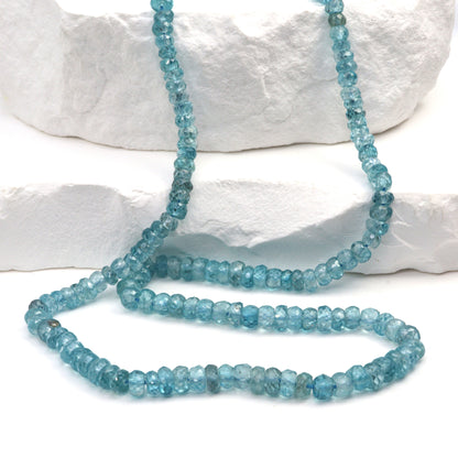Blue Zircon 4mm Faceted Rondelles