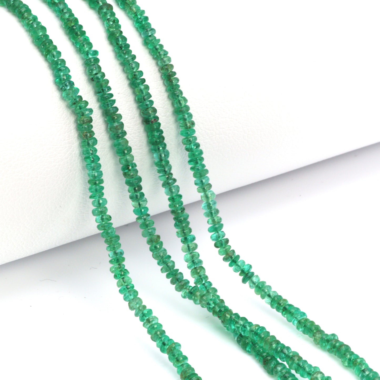 Green Emerald 2mm - 2.5mm Smooth Rondelles Bead Strand