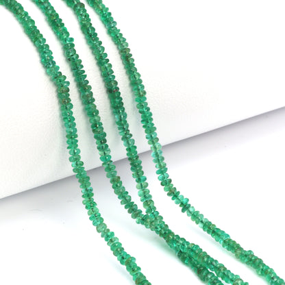 Green Emerald 2mm - 2.5mm Smooth Rondelles Bead Strand
