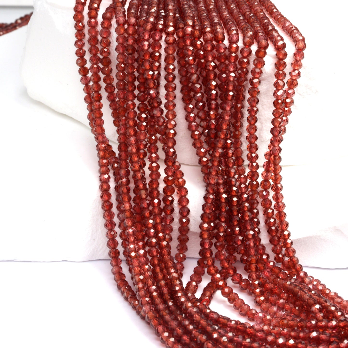 Red Garnet 2.5mm Faceted Rondelles Bead Strand