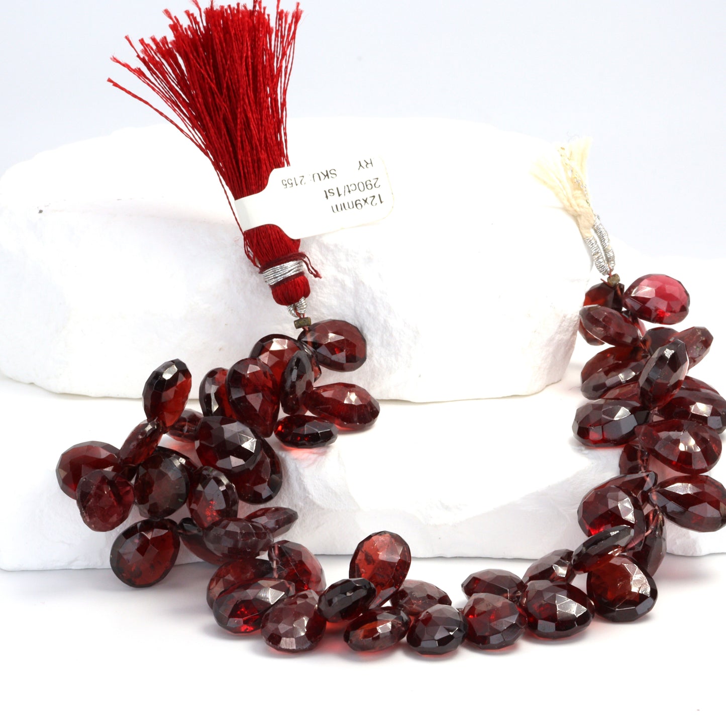 Red Garnet 12x9mm Faceted Pear Shaped Briolettes Bead Strand