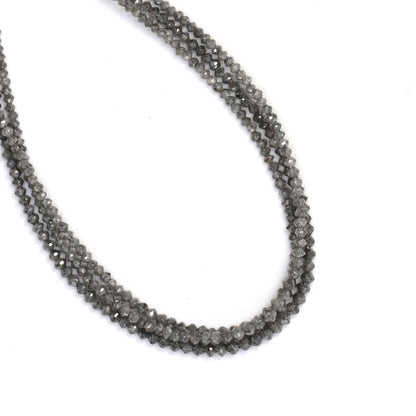 Gray Diamond 1.7mm - 2.5mm Hand Faceted Rondelles Bead Strand