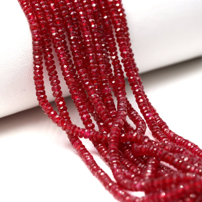 Red Ruby 2.5mm - 3.0mm Hand Faceted Rondelles Bead Strand