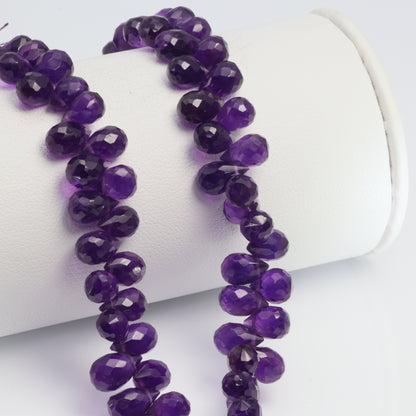 Purple Amethyst 7x5mm Faceted Teardrop Briolettes