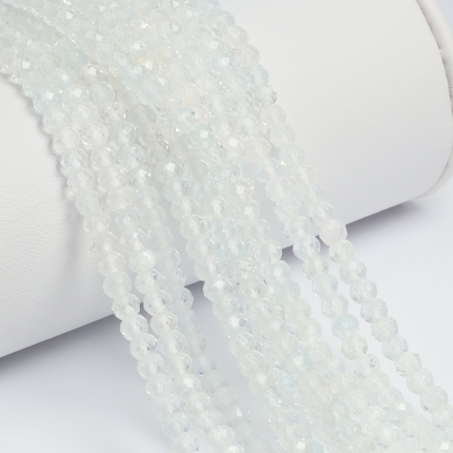 White Topaz 4mm Faceted Rondelles Bead Strand