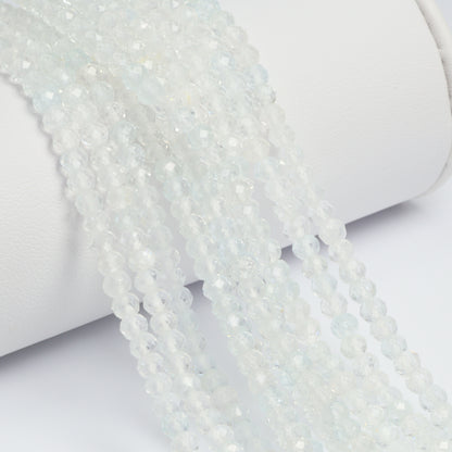 White Topaz 4mm Faceted Rondelles Bead Strand