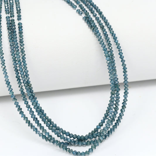 Blue Diamond 1.6mm – 2.4mm Hand Faceted Rondelles Bead Strand