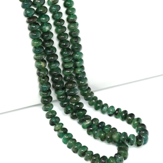 Green Emerald 5mm Smooth Rondelles Bead Strand