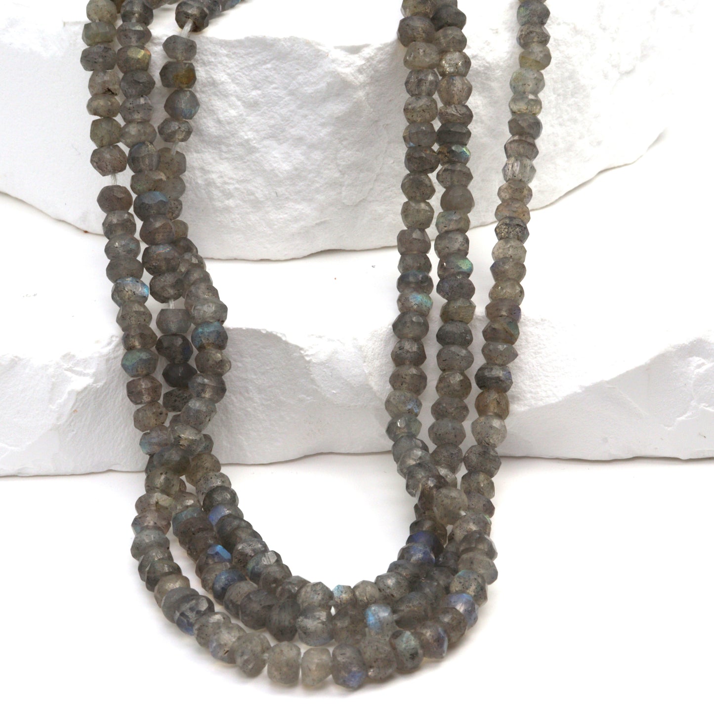 Blue Labradorite 4mm Faceted Rondelles