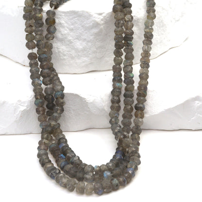 Blue Labradorite 4mm Faceted Rondelles