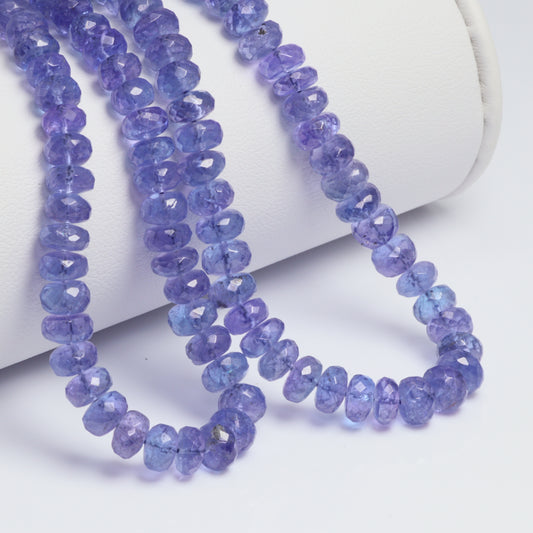 Blue Tanzanite 5mm - 6mm Faceted Rondelles Bead Strand