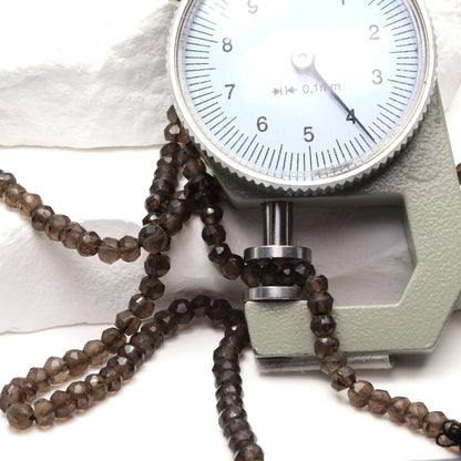 Dark Smoky Quartz 4mm Faceted Rondelles