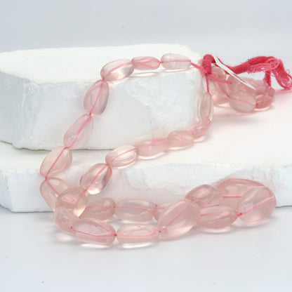 AA Pink Rose Quartz 12x10mm - 18x13mm Smooth Nuggets Bead Strand