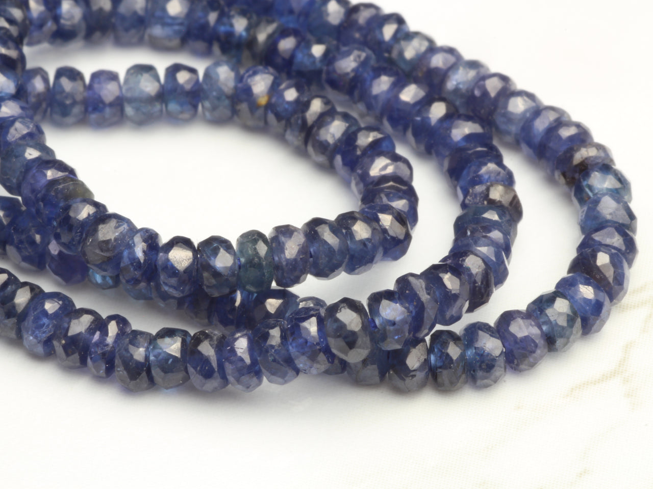 Navy Blue Sapphire 3mm Faceted Rondelles