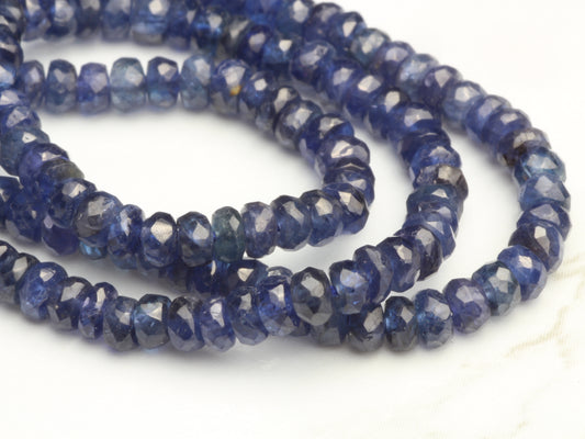 Navy Blue Sapphire 3mm Faceted Rondelles